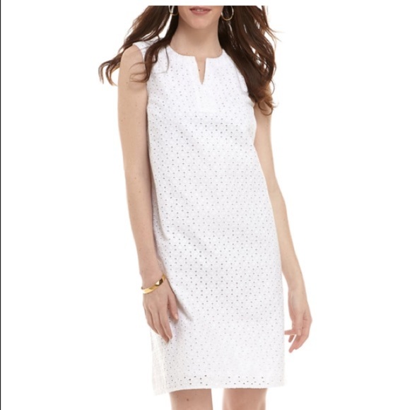 Kim Rogers Dresses & Skirts - NWT!  Kim Rogers white eyelet sleeveless dress. S